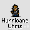 A 4x4 contact sheet of a pixel art animated icon featuring a character named Hurricane Chris with multiple frames showing different poses and speech bubbles containing "AEY BAY" text.