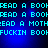 Pixelated cyan text repeats across a dark blue background, with one line containing a profanity and another line containing a misspelled word.
