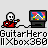 Pixel art of a character in red clothing playing guitar next to a TV displaying colorful abstract shapes, repeated across three