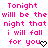 Pixelated pink text on white background reads 'Tonight will be the night that i will fall for you' with a black heart symbol replacing the 'o' in 'you' on the right side.