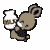 Brown rabbit holding white jar with 'MILK' text, in pixelated animation showing sequential movement