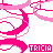 A repeating pattern of pink and white pixelated shapes with 'TECH' text blocks, featuring small star-like accents.