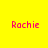 Yellow background with four instances of pink text 'Rachie' and two gradient effects. One instance has a circular pink-to-yellow gradient overlay, another shows a subtle radial glow effect.