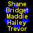 Yellow text listing names over blue heart shapes on a black background, with visible pixelation and slight variations in heart placement across frames.