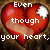 A red broken heart with a white bandage on the top right, overlaid with pixelated text across three