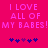 Pixelated text on bright pink background with two identical heart below, each containing five hearts in blue and purple hues