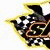 Animated buddy icon featuring a checkered flag design with stylized text, displayed in a contact sheet format showing three sequential frames.