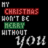 Pixelated text-based icon with layered words on black background, red 'CHRISTMAS' banner above green 'MERRY' block and gray 'WON'T BE WITHOUT YOU' letters.