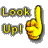 Static pixel art icon featuring yellow text and a foam finger on gray background with white outline.