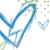 Blue heart outline with green pixelated dots and small light blue hearts on white background, animated text changes from 'ra' to 'raw'.