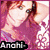 Pixelated image of a woman with long brown hair in a pink top, with text "Anhi-World" below her.