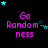 Pixelated text 'Go Random-ness' in magenta with cyan and dark blue stars scattered across a black background, showing animation changes in star positions.