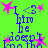 Green background with blue text reading 'I <3 him be doep't' surrounded by pink star shapes, repeated in a pattern
