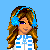 Pixel art contact sheet showing a winter-themed animated character with blue and white outfit, multiple poses, and text elements on light blue background.