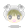 A 4-frame animated contact sheet of a pixel art character with bear ears, green hair, and pink lips in various expressions against a gray background.