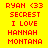 Yellow background with red text displaying 'RYAN (33', 'SECREST', 'I LOVE', 'HANNAH', 'MONTANA' in two , where green bars highlight different lines across frames