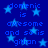 Blue background with light blue stars and repeated pixelated text reading "domenic is awesome and so is gillian" in blue font.