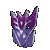 A 3x3 contact sheet of a purple and silver animated Transformers character icon showing multiple frames with varying head angles, side views, and partial body segments against a gray background.