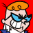 Pixelated cartoon character with orange hair, blue glasses, and white shirt against red background.