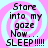 Four identical display pixelated text over a pink and light blue spiral background with no visible animation changes