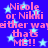 Pixelated blue background with light blue stars and pink text reading "Nicole or Nikki either way that's ME!!" repeated in a pattern