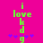 Green text 'i love k d g' on bright pink background with purple stars, animated change in star count.