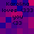 Pixelated text on a purple and pink checkered background reads "Karolina loves <333 you <33" in two identical horizontal sections.
