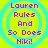 Four identical pixelated icons display 'Lauren Rules And So Does Niki!' text in purple over a yellow background with cyan concentric rings.