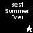 Pixelated text "Best Summer Ever" appears on black, gray, and white backgrounds with a small star icon changing from white to black.