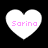 Four white heart-shaped icons with pink text "Sarina" on a black background, arranged in two of two