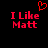 Red pixelated text "I Like Matt" on black background with red heart symbol above left text block.