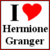 Static pixel art icon with red border, white background, black 'I', red heart symbol, and gray text reading "Hermione Granger".