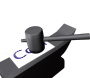 Animated sequence of a dark gray hammer on an anvil with 'Cool' text, showing rotation and partial cropping