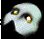 Pixelated white skull with glowing yellow eyes on black background, transitioning from open-eyed to closed-eye state.