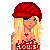 Pixel art contact sheet showing multiple frames of a blonde female character in red and white attire with shopping bags, text elements, and repeated "Shop" logos across the animation sequence.