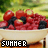 A bowl of red and black berries with the word 'SUMMER' below, showing two color variations in a single frame.