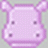 Pixelated pink creature with rounded ears, four dark square eyes on a light purple face, and a soft pastel background.