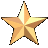 Five of golden stars in varying sizes and shading on a gray background, with size changes visible across frames