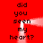 Red background with black text reading "did you seen my heart?" repeated in two vertical , each containing a white glowing light effect