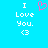 A static image with a bright blue background displays the text "I Love You." and a heart symbol in white pixelated font, alongside a pink pixelated heart icon.