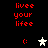 Red pixelated text 'livee your lifee' appears above a colon and star symbol on black background, with the star changing from white to gray.