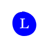 Blue circular icons with white 'L' letters arranged in a on a gray background