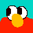Pixelated animated contact sheet of Elmo's face showing eye and mouth movements across nine frames on a cyan background with red lower half.