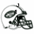 Pixelated grayscale image of a football helmet with text elements, showing two states of text visibility.