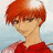 Pixelated anime-style character with red hair and red top on left, black background with white text "Anime IM" and stylized "cOm" logo on right in a contact sheet layout.