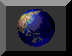 A rotating globe animation showing Earth's continents and oceans in blue, green, and brown hues against a dark gray background.
