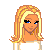 Pixel art contact sheet showing multiple views of a blonde female character with yellow hair, white top, dark pants, and high heels across 8 sampled frames.
