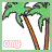 Animated sequence of palm trees with 'omy' text, showing subtle frame-by-frame variations in tree positioning and text color.