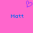 A static image with a bright pink background features two blue 'Matt' text labels and one purple pixelated heart symbol above them.