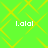 Bright green background with yellow diamond-shaped pattern and four white pixelated text instances reading '.lalal' in a arrangement